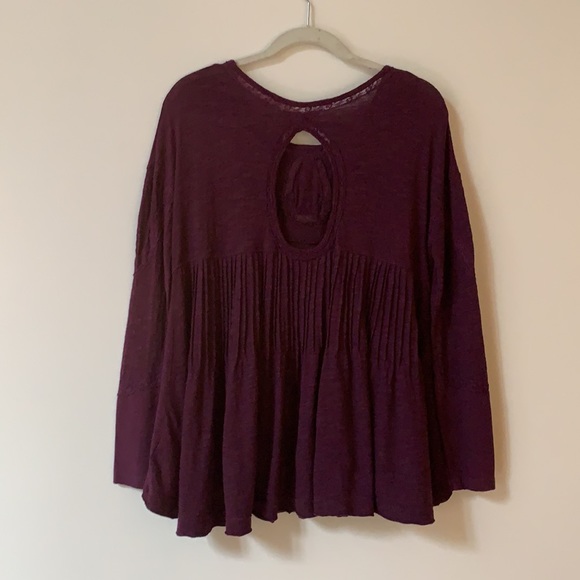 Free People Size XS US Stretch Cotton Jersey and Lace Top in Color Eggplant - Picture 8 of 14